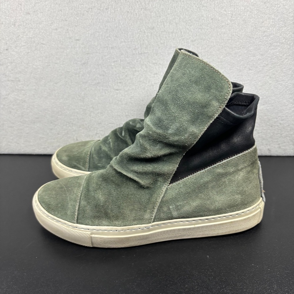 Fiorentini‎ Baker BRET Green Suede Ruched High Top Sneakers Mens 37/4 Women's 6